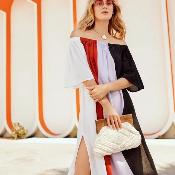 Like new Mara Hoffman Sala color block squiggly maxi dress coverup - Picture 3 of 5